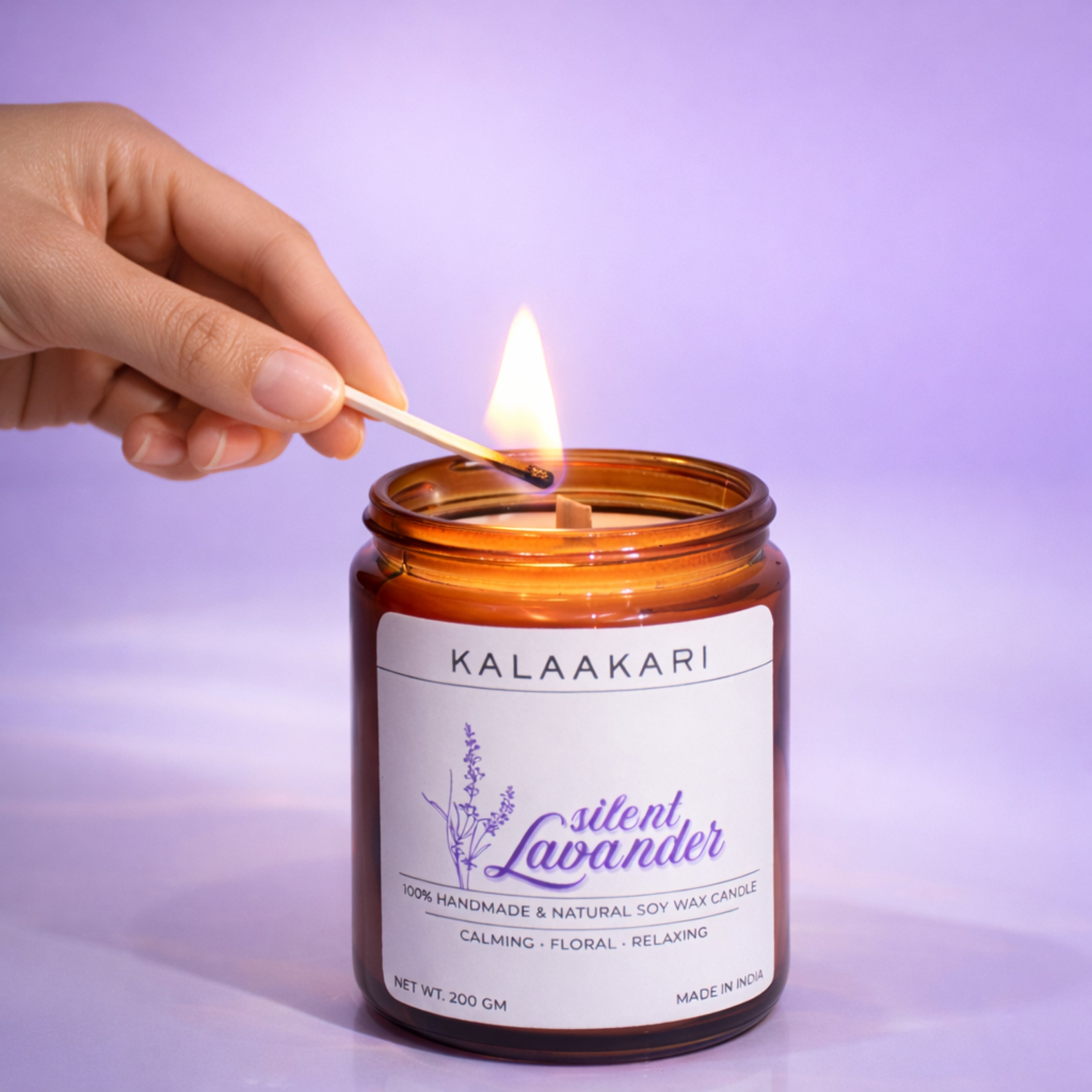 Silent Lavender Soy Wax Candle (200g)